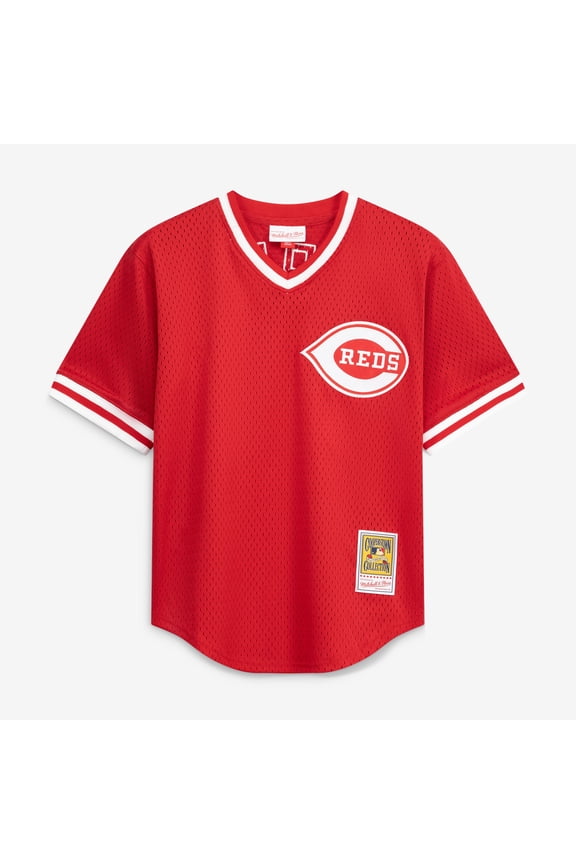 Youth Mitchell & Ness Barry Larkin Red Cincinnati Reds Cooperstown Collection-Mesh Batting Practice Jersey