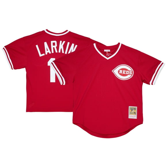 Youth Mitchell & Ness Barry Larkin Red Cincinnati Reds Cooperstown Collection-Mesh Batting Practice Jersey