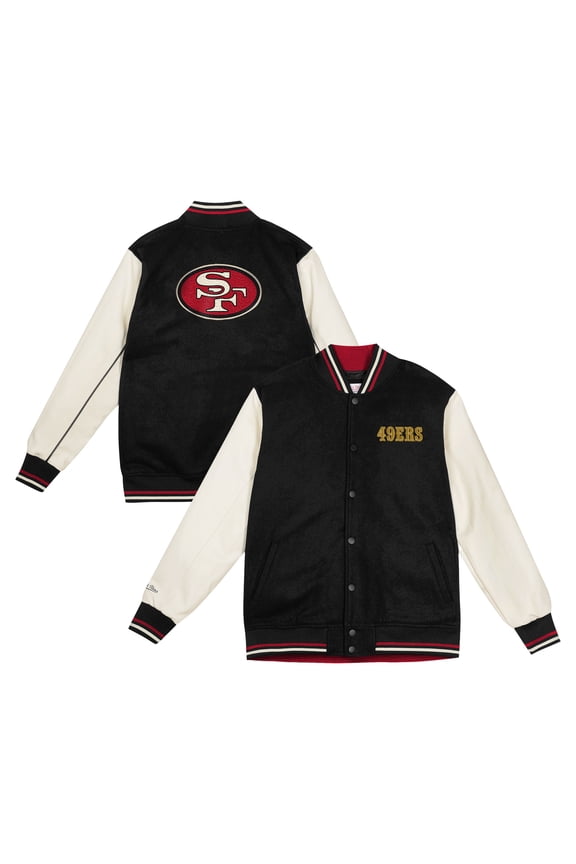 Youth Mitchell & Ness Black/Cream San Francisco 49ers Full-Snap Varsity Jacket