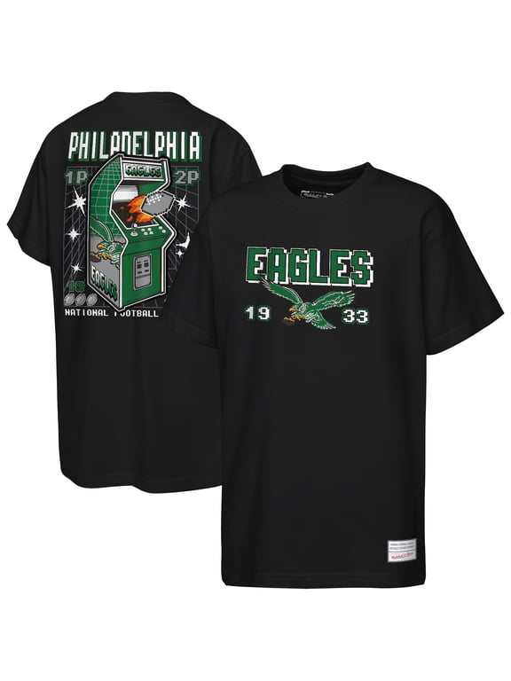 Youth Mitchell & Ness Black Philadelphia Eagles Retro Arcade T-Shirt