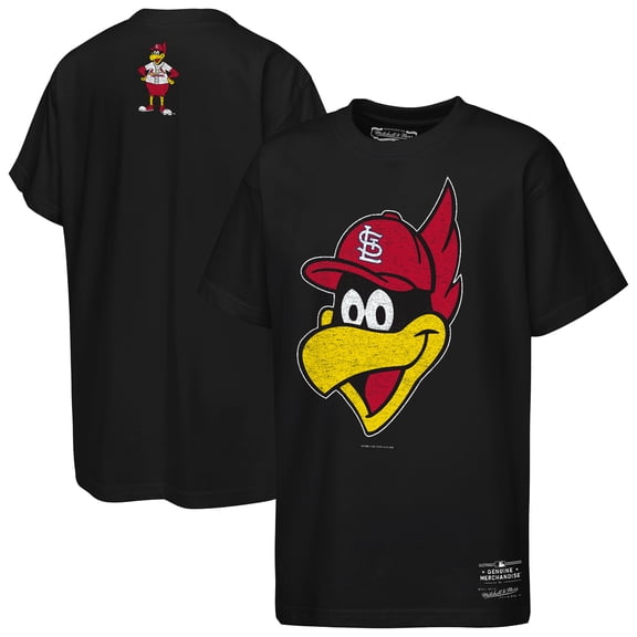 Youth Mitchell & Ness Black St. Louis Cardinals Big Face Mascot T-Shirt
