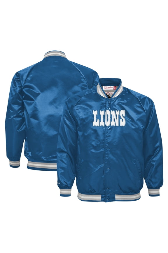 Youth Mitchell & Ness Blue Detroit Lions Satin Raglan Full-Snap Jacket