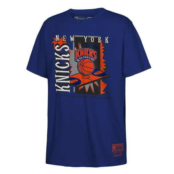 Youth Mitchell & Ness Blue New York Knicks Retro '90s Poster T-Shirt
