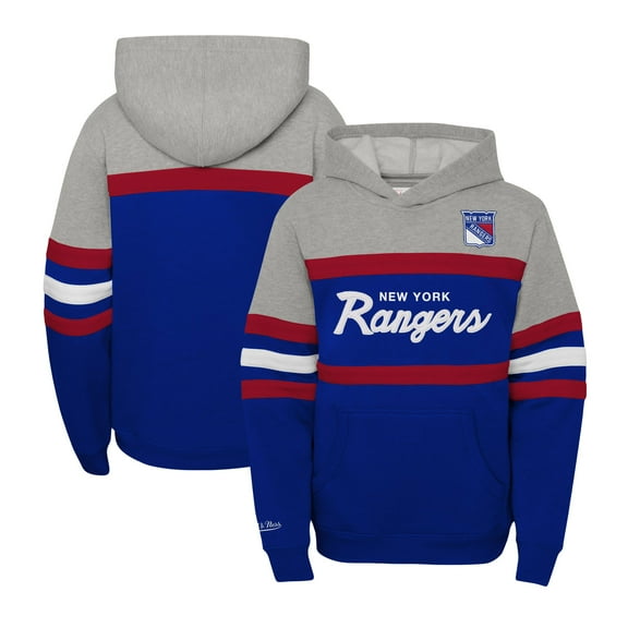 Youth Mitchell & Ness-Blue New York Rangers Head Coach Pullover Hoodie