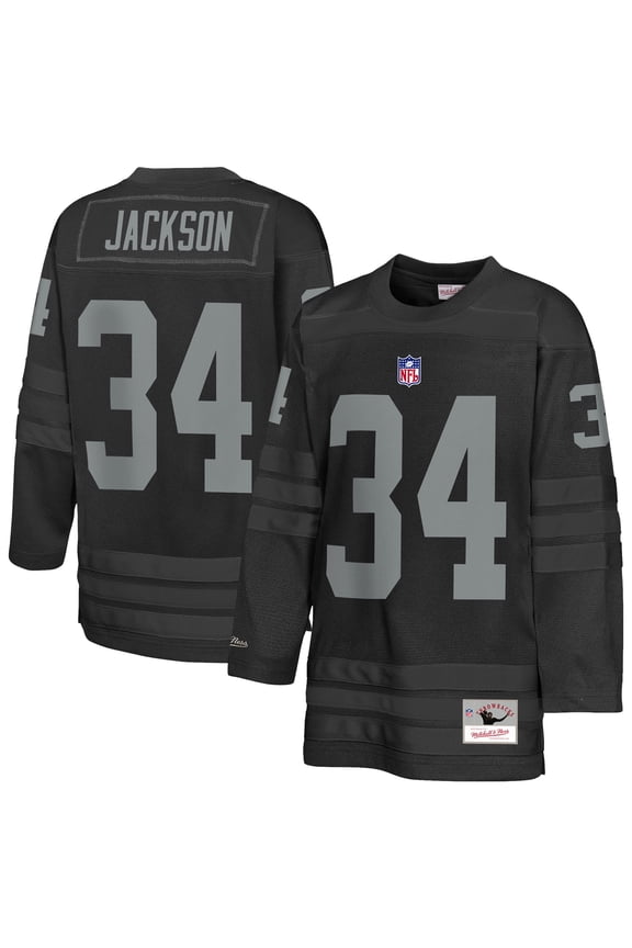 Youth Mitchell & Ness Bo Jackson Black Las Vegas Raiders Hockey Fashion Jersey