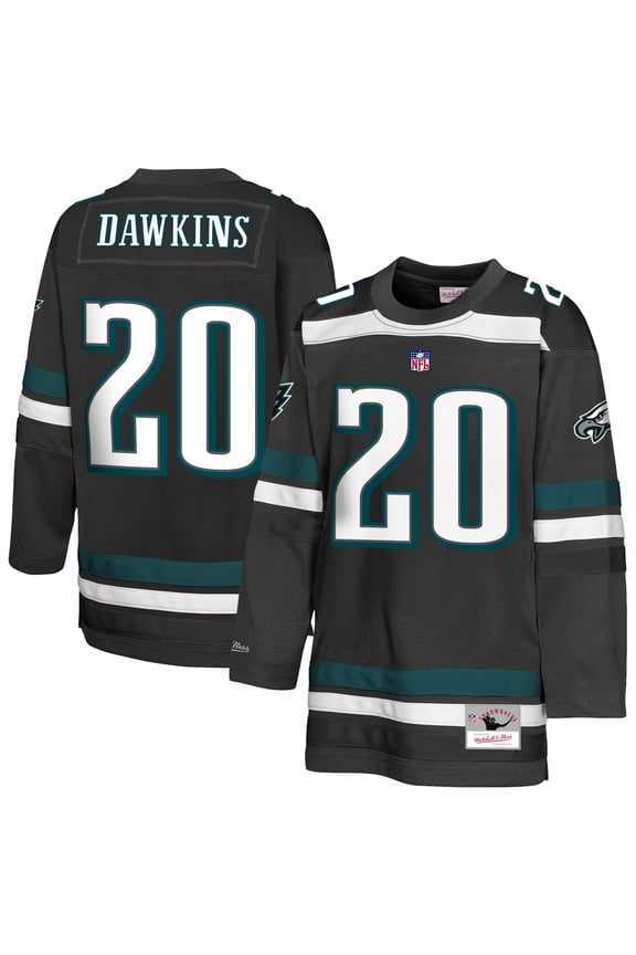 Youth Mitchell & Ness Brian Dawkins Black Philadelphia Eagles Hockey Fashion Jersey