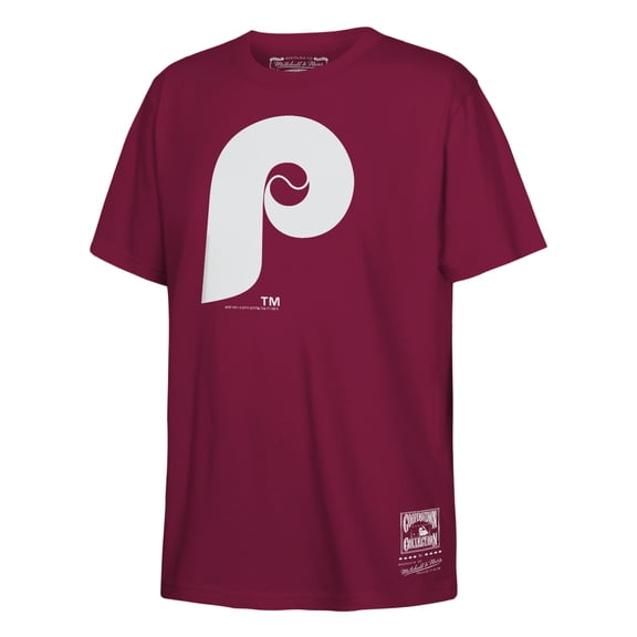 Youth Mitchell & Ness  Burgundy Philadelphia Phillies Retro Logo T-Shirt