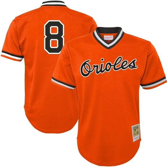 Youth Mitchell & Ness Cal Ripken Jr. Orange Baltimore Orioles Cooperstown Collection-Mesh Batting Practice Jersey