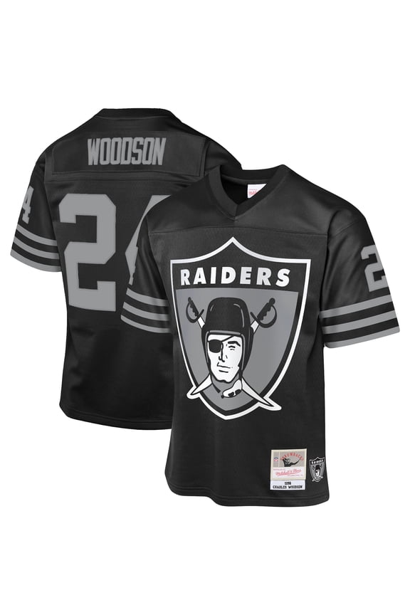 Youth-Mitchell & Ness Charles Woodson Black Las Vegas Raiders 1998 Throwback Fashion Jersey