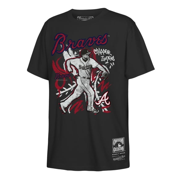 Youth Mitchell & Ness Chipper Jones Black Atlanta Braves Chalked Up Player T-Shirt