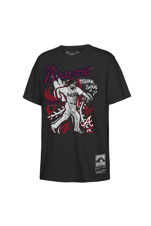 Youth Mitchell & Ness Chipper Jones Black Atlanta Braves Chalked Up Player T-Shirt