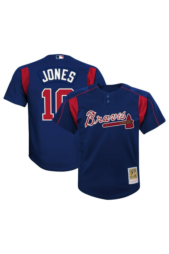 Youth Mitchell & Ness Chipper Jones Navy Atlanta Braves Cooperstown Collection-Mesh Batting Practice Jersey