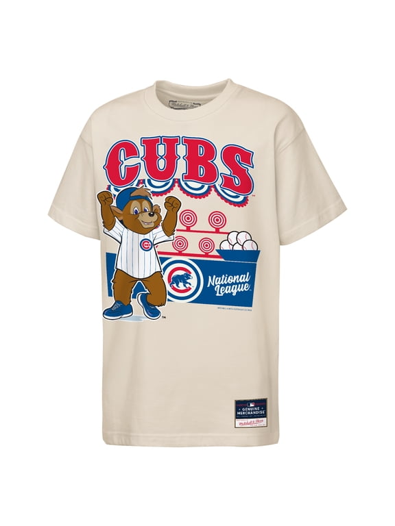 Youth Mitchell & Ness Cream Chicago Cubs Step Back Up Mascot T-Shirt