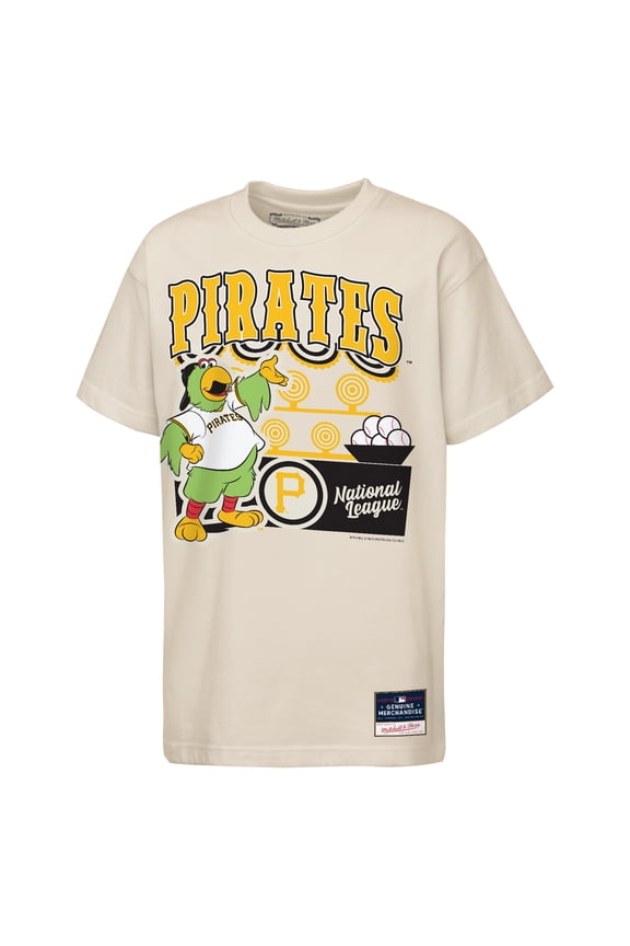 Youth Mitchell & Ness  Cream Pittsburgh Pirates Step Back Up Mascot T-Shirt