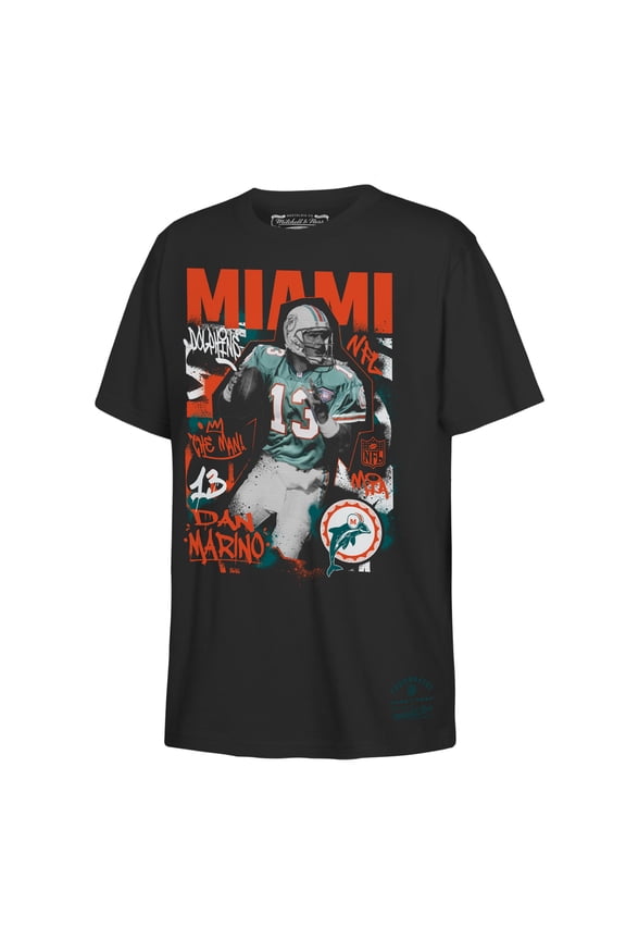 Youth Mitchell & Ness Dan Marino Black Miami Dolphins Star Player T-Shirt