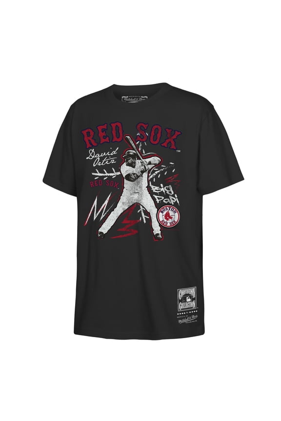 Youth Mitchell & Ness David Ortiz Black Boston Red Sox Chalked Up Player T-Shirt