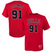 Youth Mitchell & Ness Dennis Rodman Red Chicago Bulls Hardwood Classics Name & Number T-Shirt