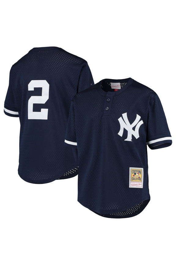 Youth Mitchell & Ness Derek Jeter Navy New York Yankees Cooperstown Collection Mesh Batting Practice Jersey