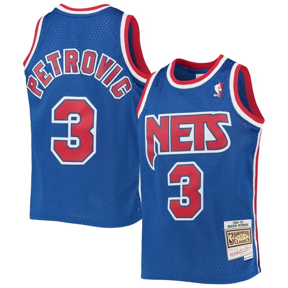 Youth Mitchell & Ness Drazen Petrovic Blue New Jersey Nets 1992/93 Hardwood Classics Swingman Jersey