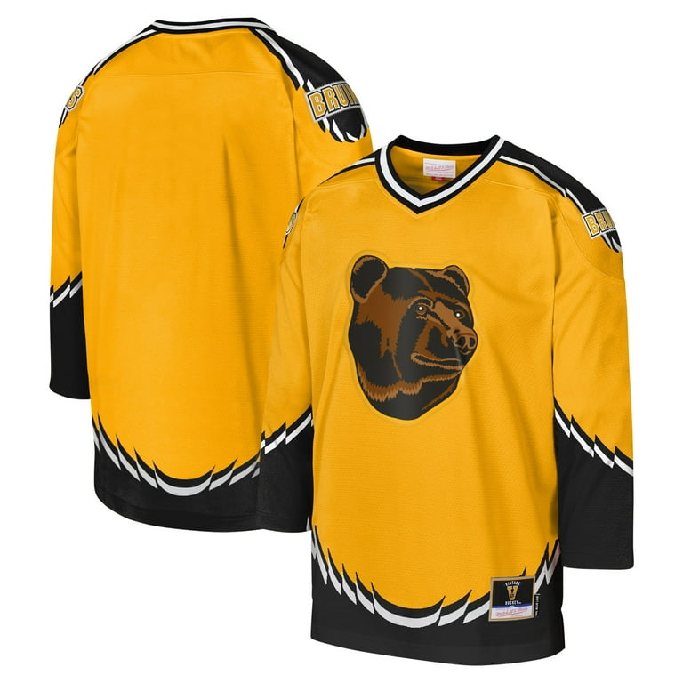 Youth Mitchell Ness Gold Boston Bruins 1996 Blue Line Jersey