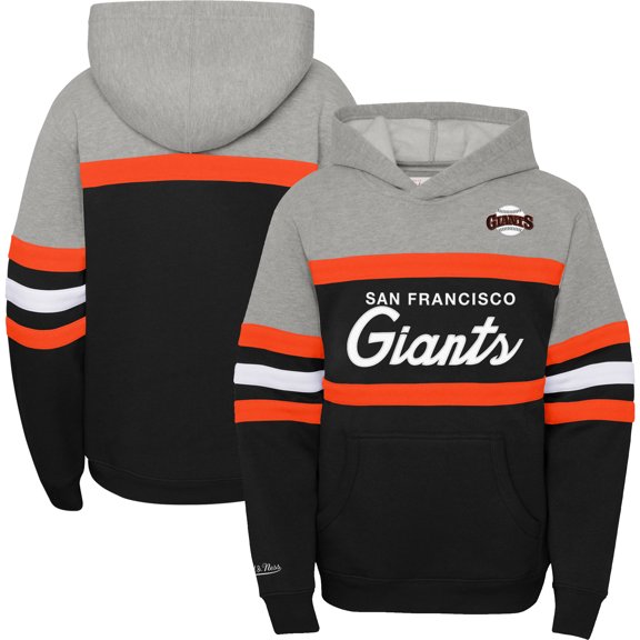 Youth Mitchell & Ness Heather Gray/Black San Francisco Giants Cooperstown Collection Head Coach Pullover Hoodie