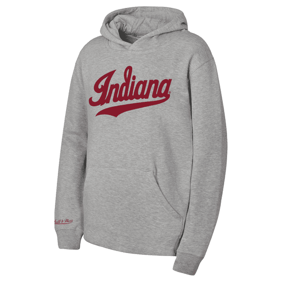 Youth Mitchell & Ness  Heather Gray Indiana Hoosiers  Throwback Wordmark Hoodie