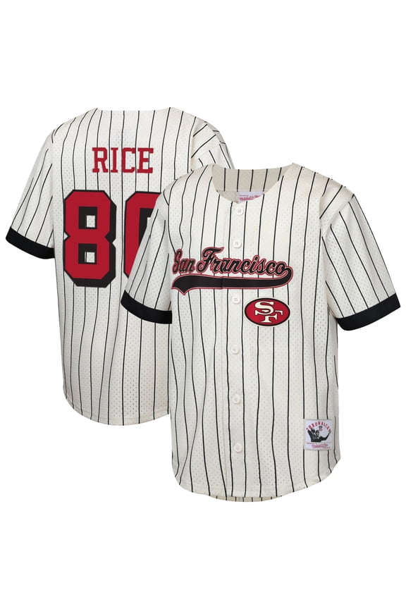 Youth Mitchell & Ness Jerry Rice Cream San Francisco 49ers Retired Player Name & Number Baseball Jersey