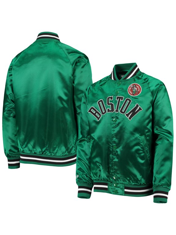 Youth Mitchell & Ness Kelly Green Boston Celtics Hardwood Classics Satin Raglan Full-Snap Jacket