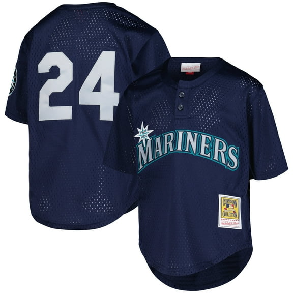 Youth Mitchell & Ness Ken Griffey Jr. Navy Seattle Mariners Cooperstown Collection-Mesh Batting Practice Jersey