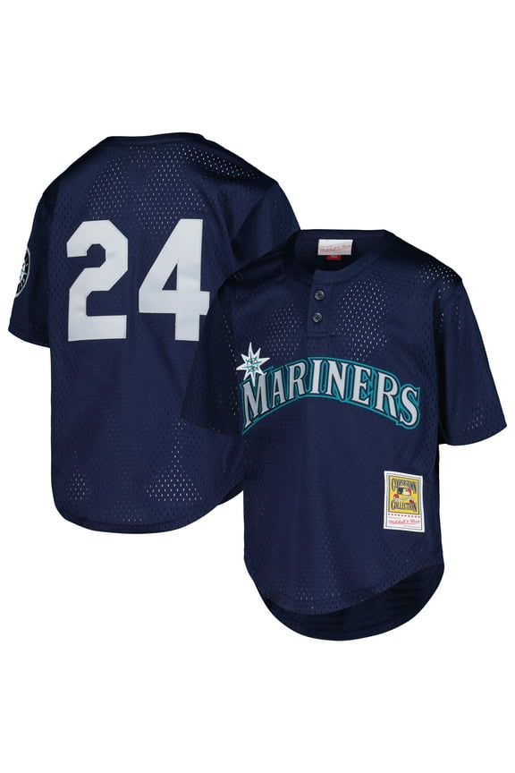 Youth Mitchell & Ness Ken Griffey Jr. Navy Seattle Mariners Cooperstown Collection-Mesh Batting Practice Jersey