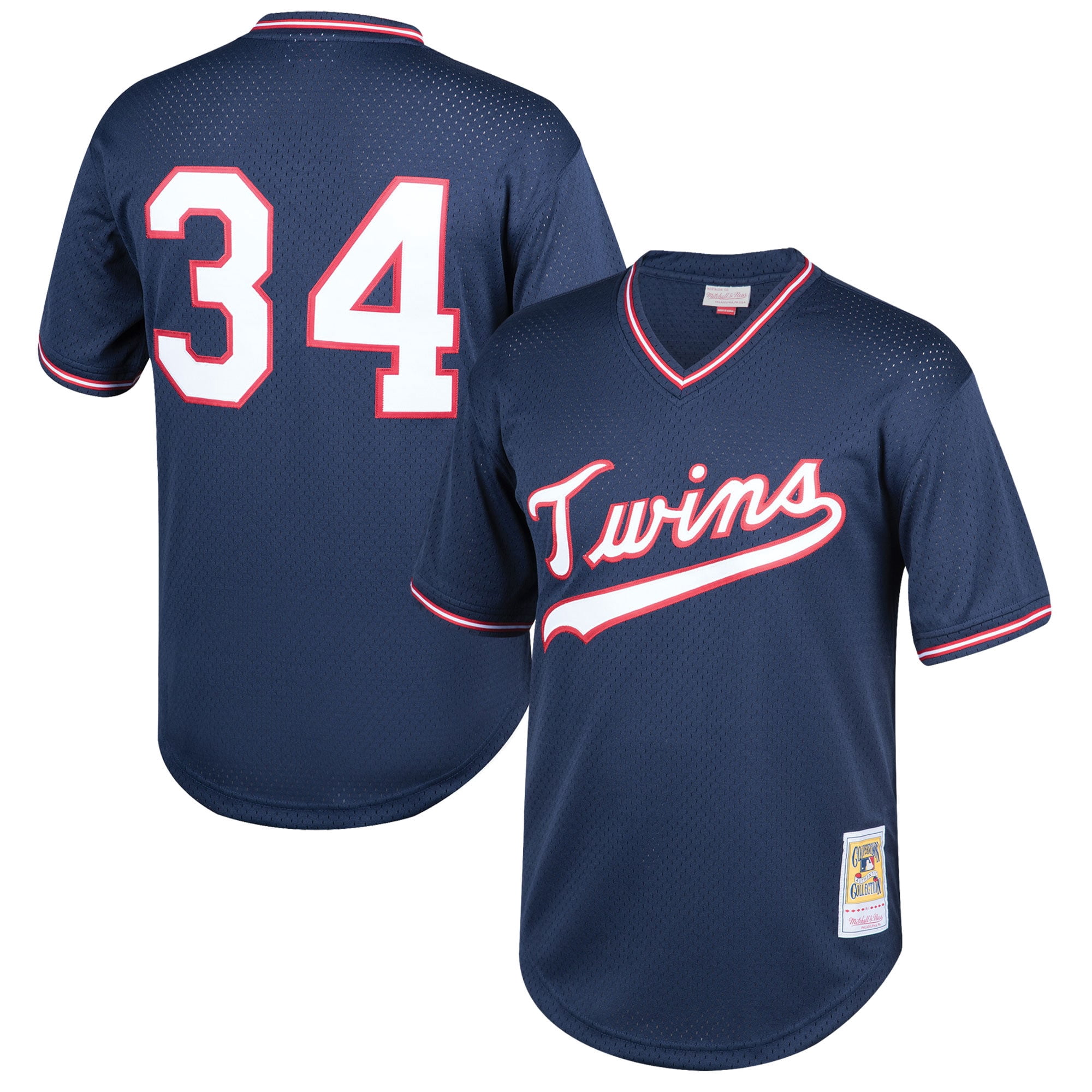 Youth Mitchell & Ness Kirby Puckett Navy Minnesota Twins Cooperstown  Collection Mesh Batting Practice Jersey 
