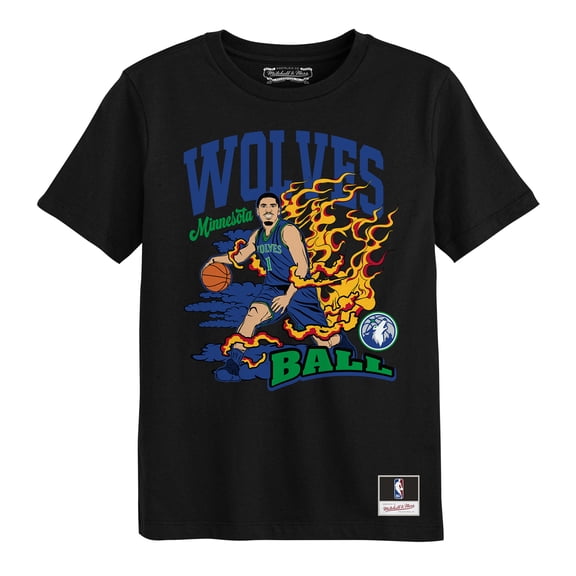 Youth Mitchell & Ness LaMelo Ball Black Minnesota Timberwolves Fired Up T-Shirt