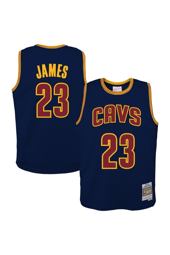 Youth Mitchell & Ness LeBron James Navy Cleveland Cavaliers 2015/16 Hardwood Classics Swingman Jersey