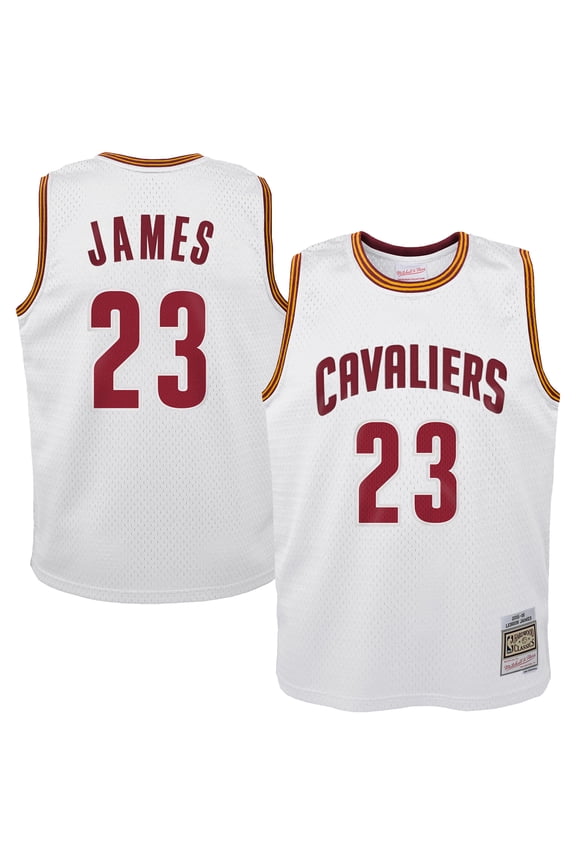 Youth Mitchell & Ness LeBron James White Cleveland Cavaliers 2015-16 Hardwood Classics Swingman Throwback Home Jersey