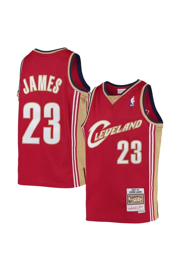Youth Mitchell & Ness LeBron James Wine Cleveland Cavaliers 2003-04 Hardwood Classics Swingman Jersey