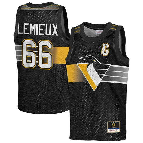 Youth Mitchell & Ness Mario Lemieux Black Pittsburgh Penguins Maxxed Out Fashion Basketball Jersey