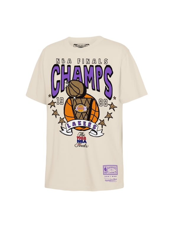 Youth Mitchell & Ness Natural Los Angeles Lakers 1988 NBA Finals Champions Hardwood Classics History T-Shirt