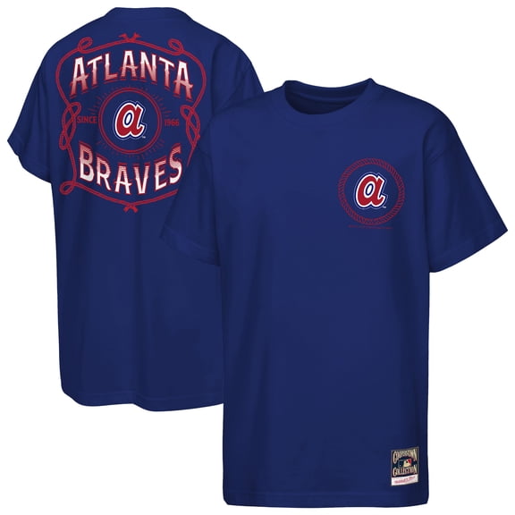 Youth Mitchell & Ness  Navy Atlanta Braves Cooperstown Rodeo Rope T-Shirt