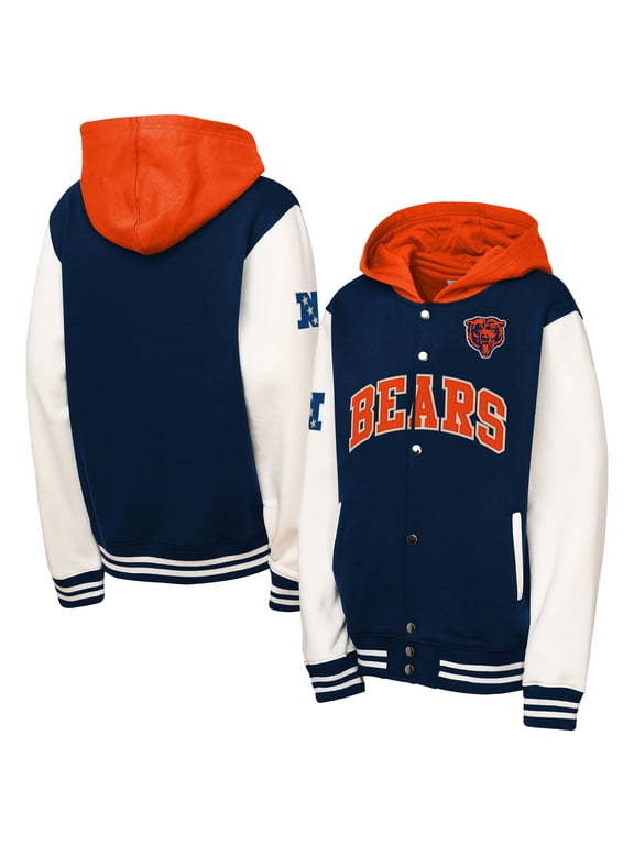 Youth Mitchell & Ness Navy Chicago Bears Court Side Fleece Full Snap Jacket