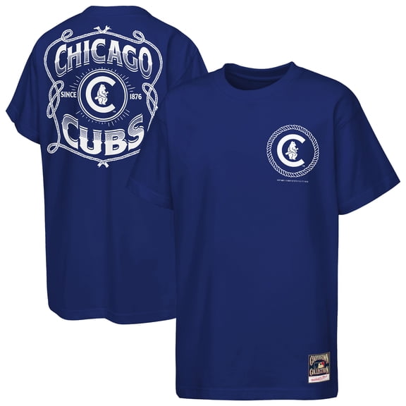 Youth Mitchell & Ness  Navy Chicago Cubs Cooperstown Rodeo Rope T-Shirt