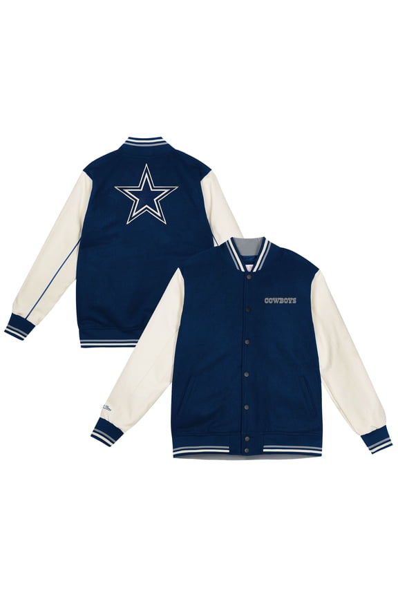 Youth Mitchell & Ness Navy/Cream Dallas Cowboys Full-Snap Varsity Jacket