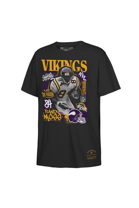 Youth Mitchell & Ness Randy Moss Black Minnesota Vikings Star Player T-Shirt