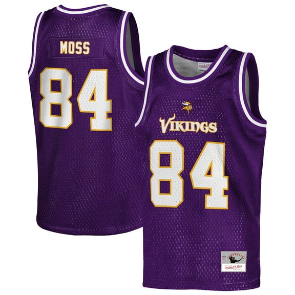 Youth Mitchell & Ness Randy Moss Purple Minnesota Vikings Retired Player NFL Basketball Fashion Jersey
