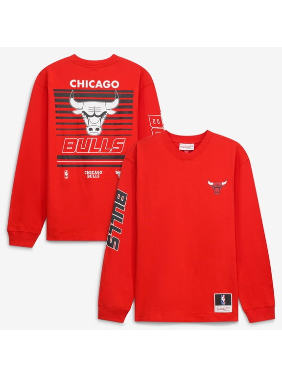 Youth Mitchell & Ness Red Chicago Bulls Triple Play Long Sleeve T-Shirt