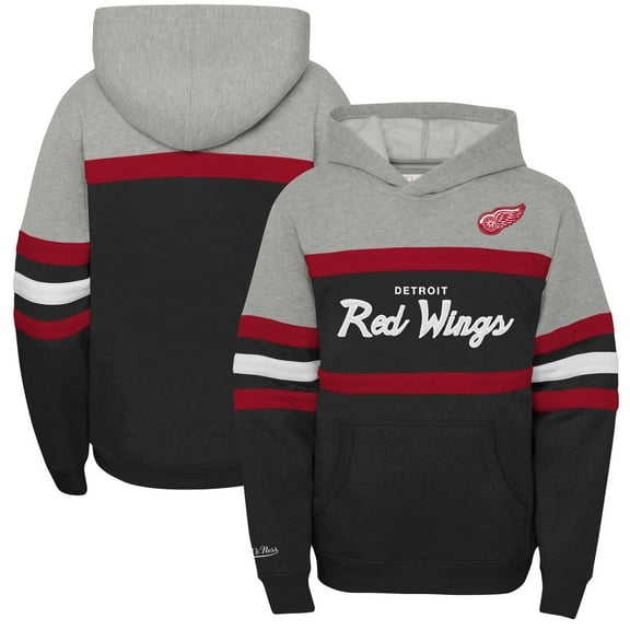 Youth Mitchell & Ness Black Detroit Red Wings Head Coach Pullover Hoodie