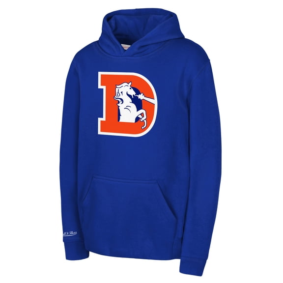 Youth Mitchell & Ness Royal Denver Broncos Retro Logo Hoodie