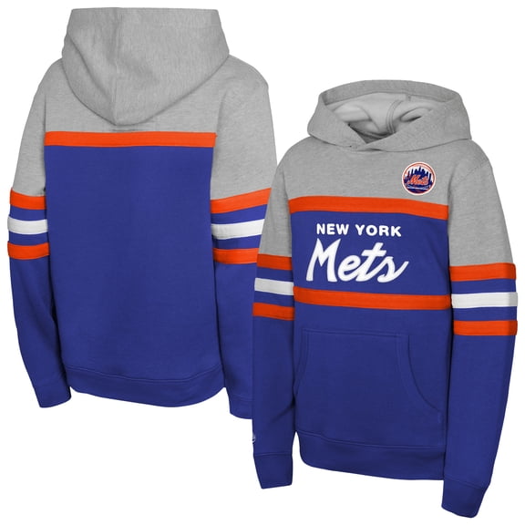 Youth Mitchell & Ness Royal/Grey New York Mets Cooperstown Head Coach Pullover Hoodie