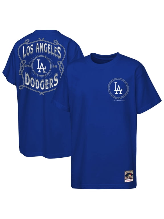 Youth Mitchell & Ness Royal Los Angeles Dodgers Cooperstown Rodeo Rope T-Shirt