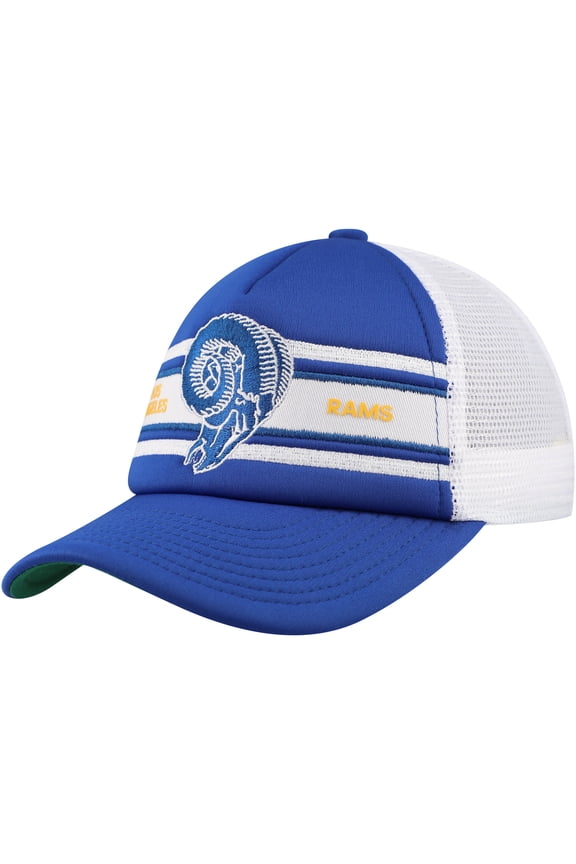 Youth Mitchell & Ness Royal Los Angeles Rams Stripe Trucker Adjustable Hat