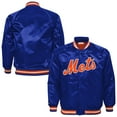 thumbnail image 1 of Youth Mitchell & Ness Royal New York Mets Cooperstown Collection Raglan Satin Full-Snap Jacket, 1 of 3